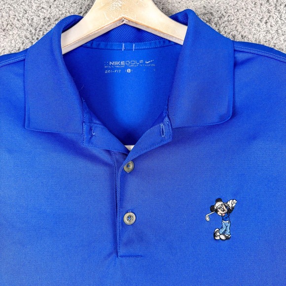 Mickey Mouse Walt Disney World Nike Golf Polo Shirt Mens Large Blue Dri-FIT - Picture 1 of 11